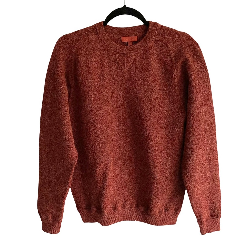 ANDEAN Alpaca Wool Crew Neck Long Sleeve Sweater Made In Peru Rust M